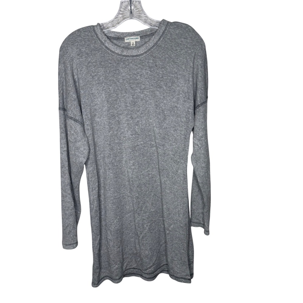 Earthbound Trading Co Womens S Heather Grey Long Sleeve Tunic Top Casual Cozy